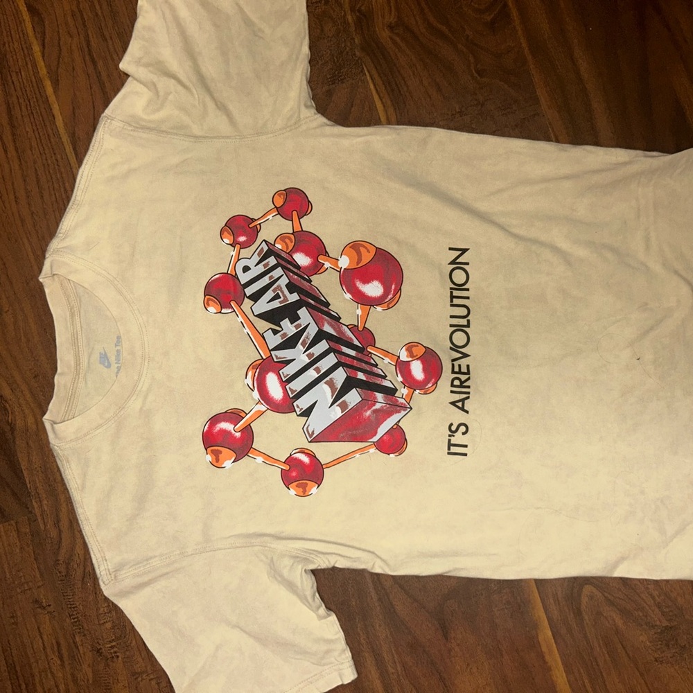 Nike Cream Tee with Red and Orange Graphics
